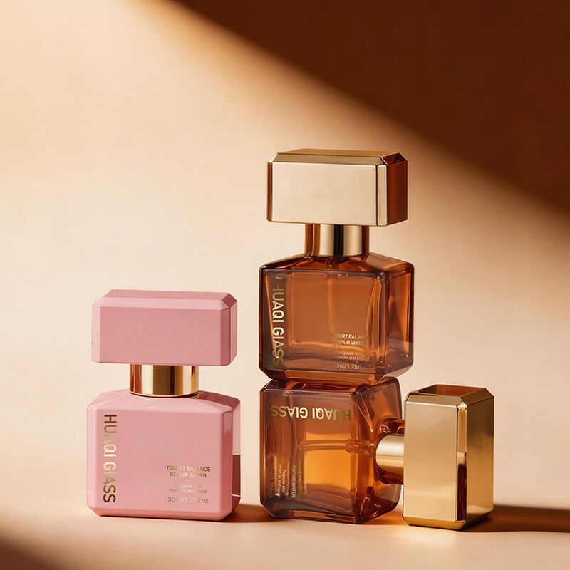 Electroplated Pink Square Glass Essential Oil Dropper Bottle