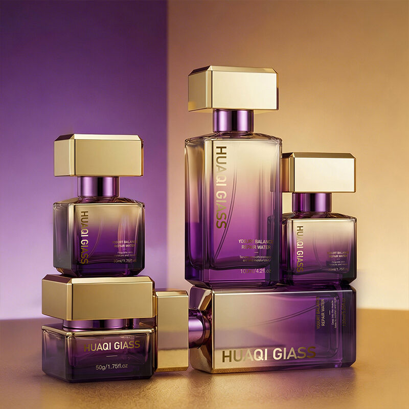 Elegant Gradient Glass Skincare Lotion and Toner Bottle