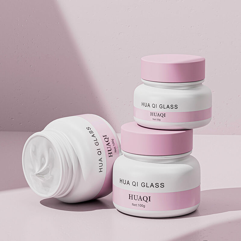 Custom Colorful Cosmetics Glass Bottle Set Skin Care Face Cream Jar