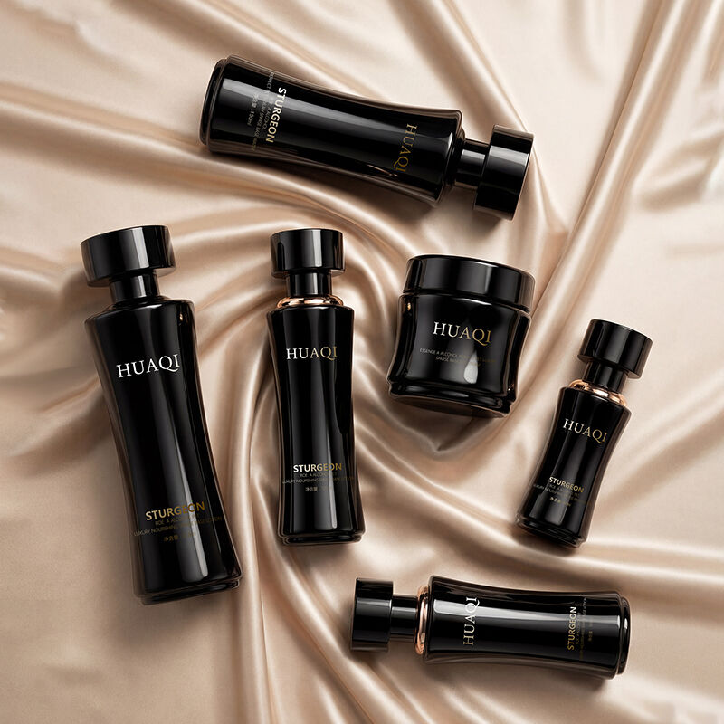 Set Wadah Perawatan Kulit Kaca dengan Logo Kustom untuk Lotion, Serum, dan Krim