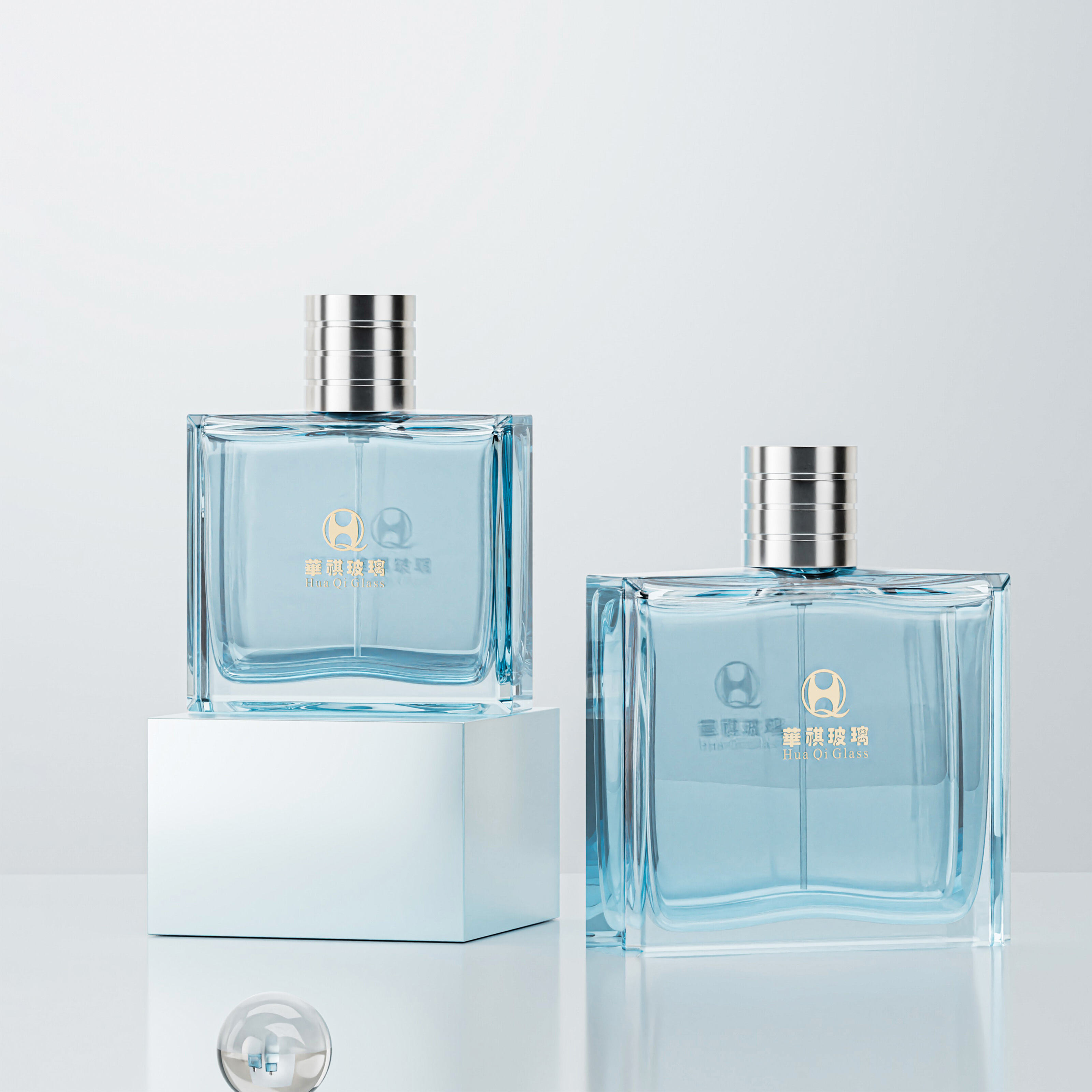 Why are high-white materials used for perfume bottles?