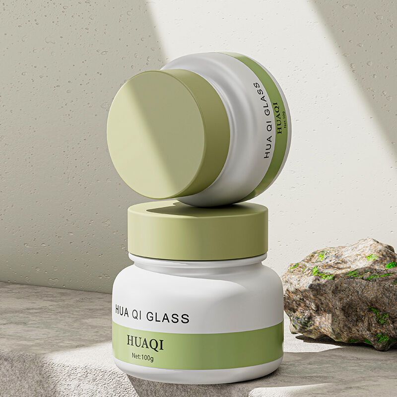 Custom Colorful Cosmetics Glass Bottle Set Skin Care Face Cream Jar