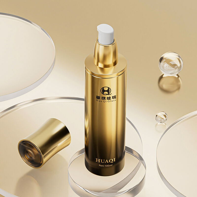 Empty Glass Pump Bottle and Cream Jar Set