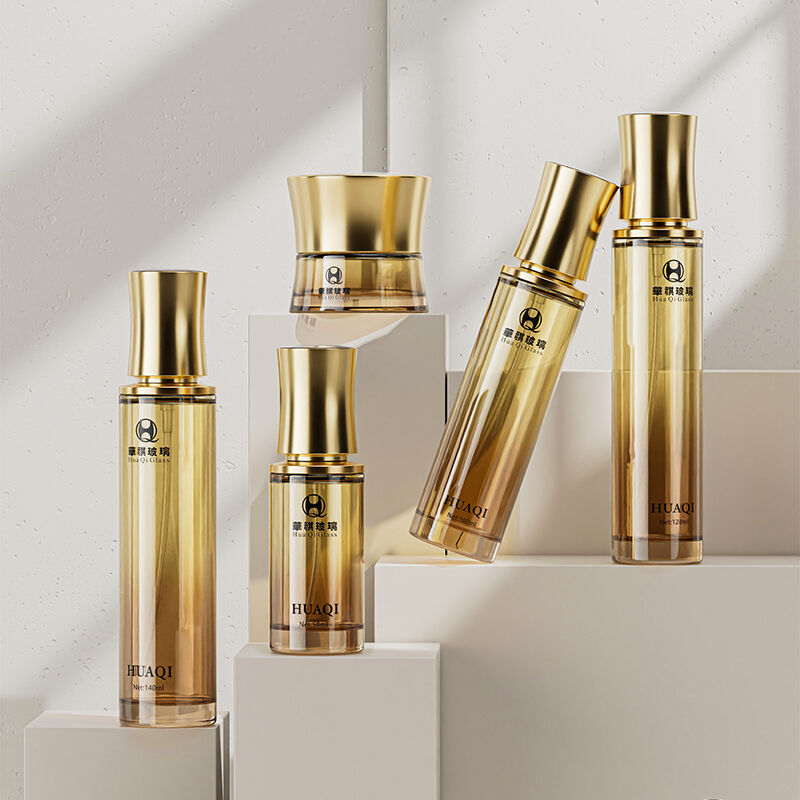 Empty Glass Pump Bottle and Cream Jar Set