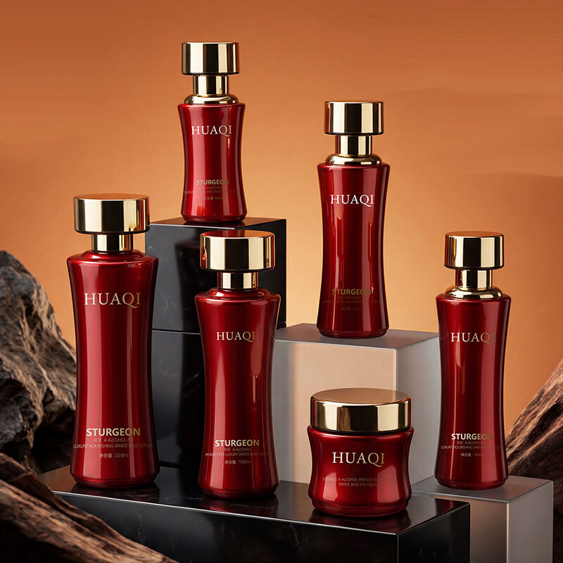 Set Wadah Perawatan Kulit Kaca dengan Logo Kustom untuk Lotion, Serum, dan Krim