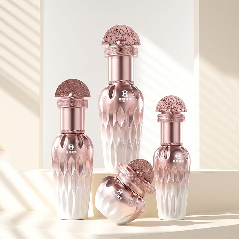 Set Botol Perawatan Kulit Kaca Lacquer Retak Es Premium