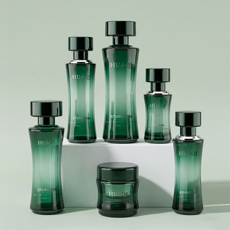 Set Wadah Perawatan Kulit Kaca dengan Logo Kustom untuk Lotion, Serum, dan Krim