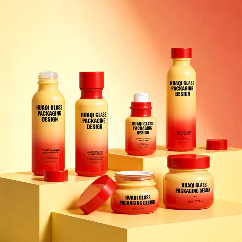 Custom Vibrant Modern Color Glass Skincare Packaging Set