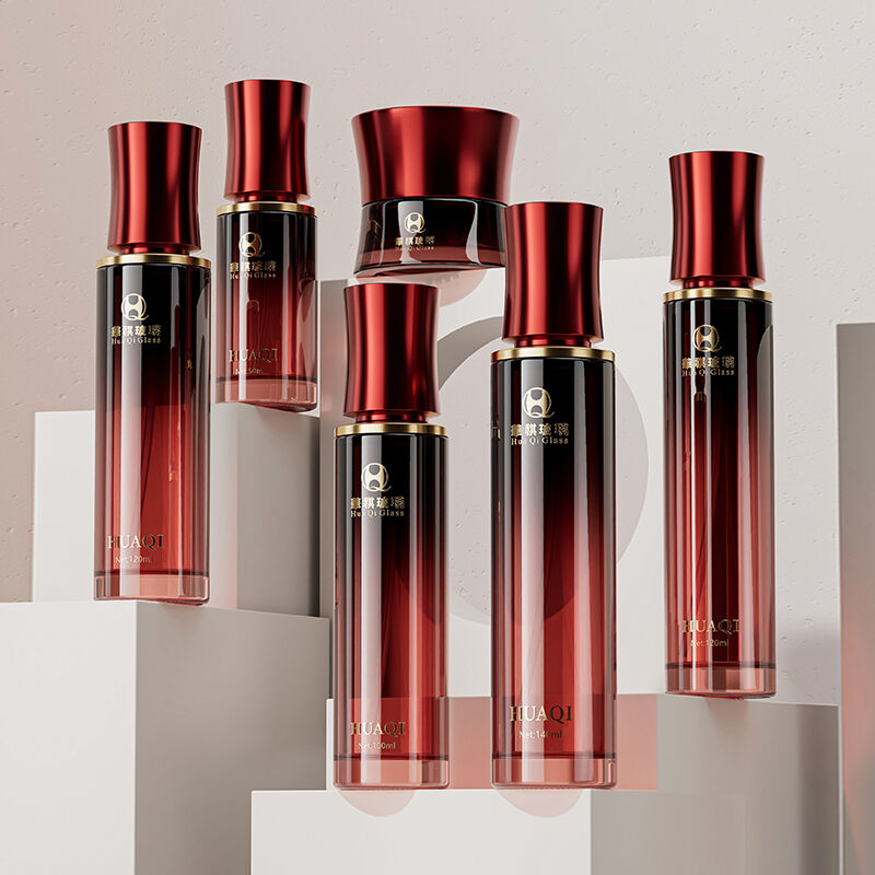 Empty Glass Pump Bottle and Cream Jar Set