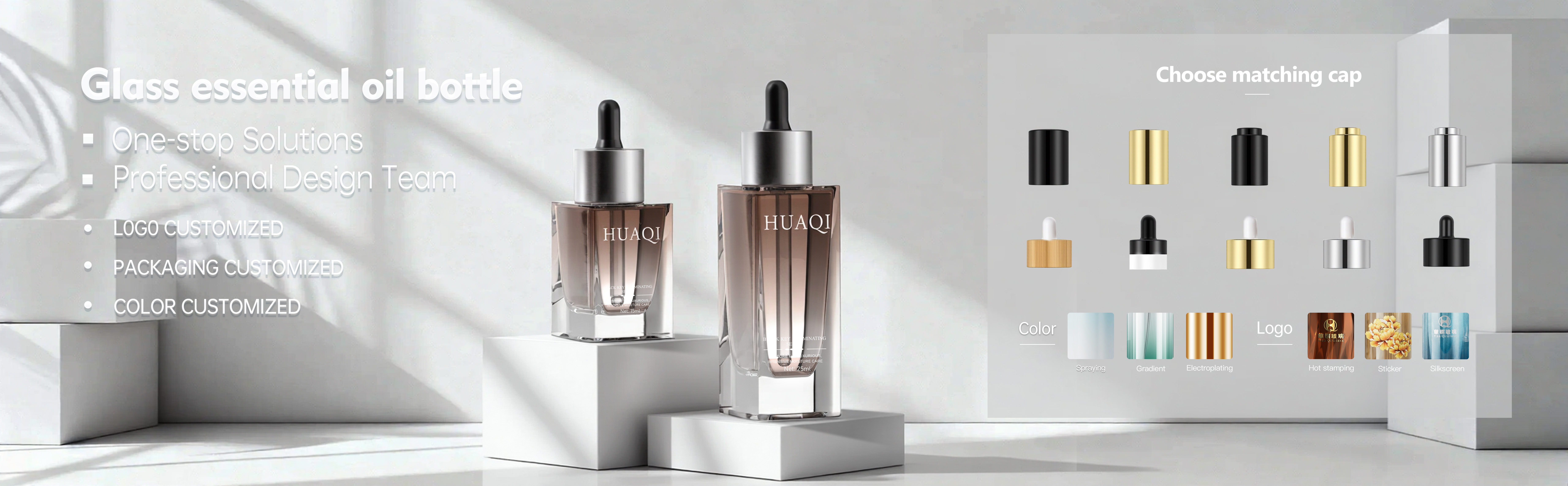 Glass essential oil bottle