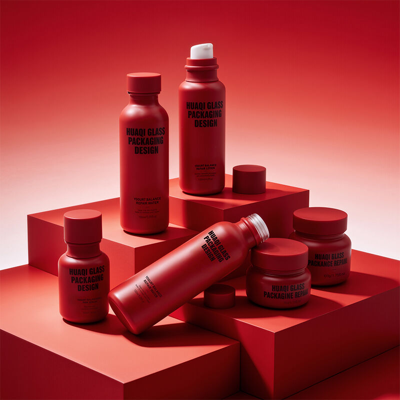 Custom Vibrant Modern Color Glass Skincare Packaging Set