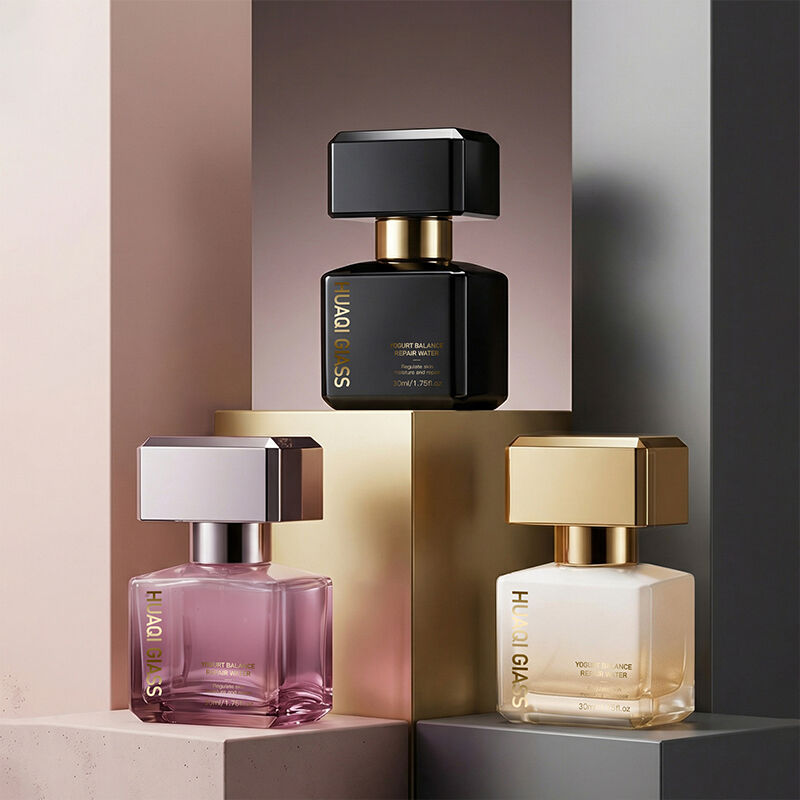 Electroplated Pink Square Glass Essential Oil Dropper Bottle