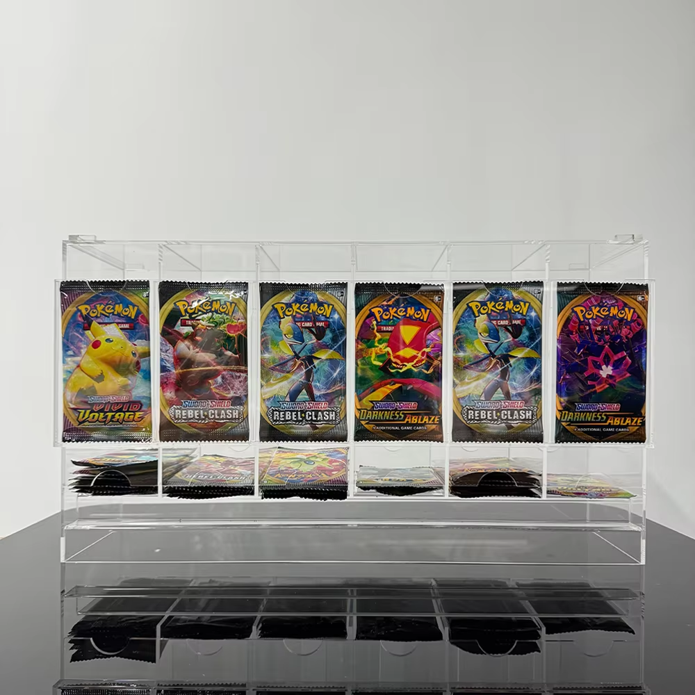 Acrylic 6 Slot Booster Pack Dispenser for Pockmom card Display
