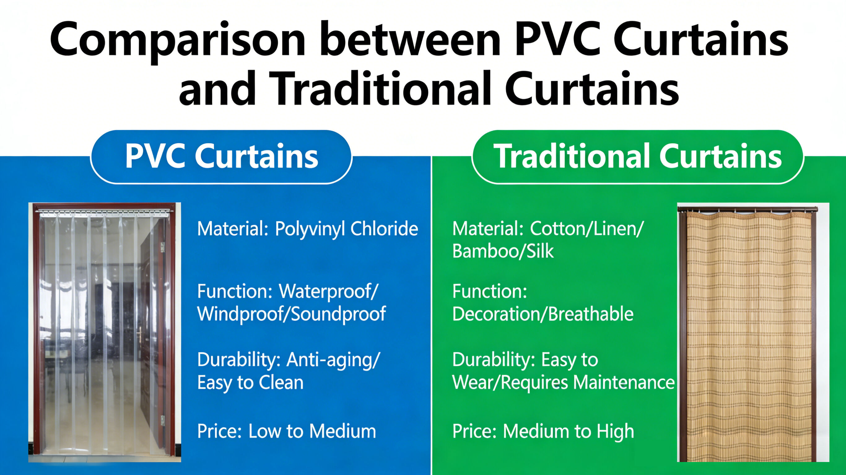 Comparación entre cortinas de puerta de PVC y cubiertas tradicionales para puertas