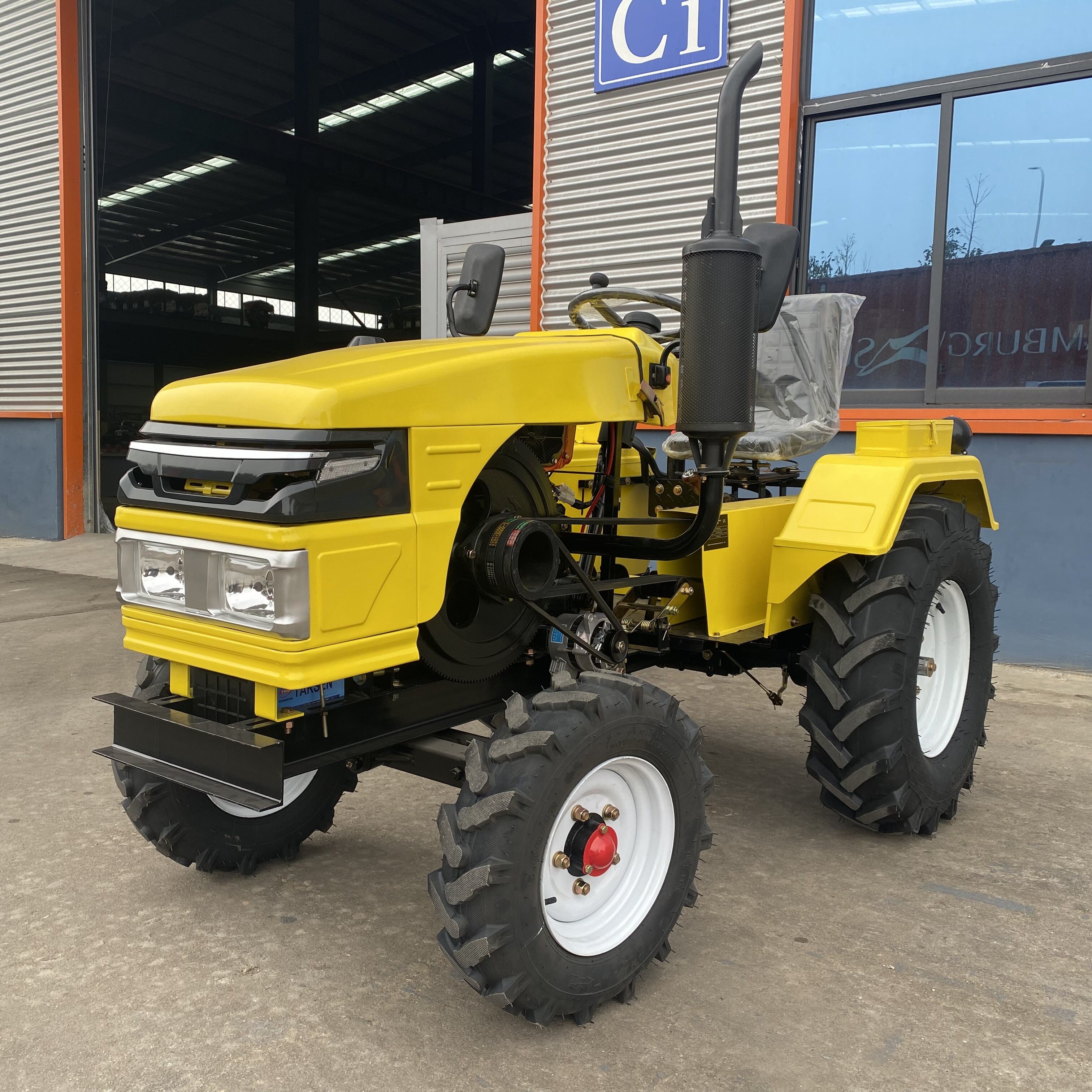 A customized yellow tractor for export