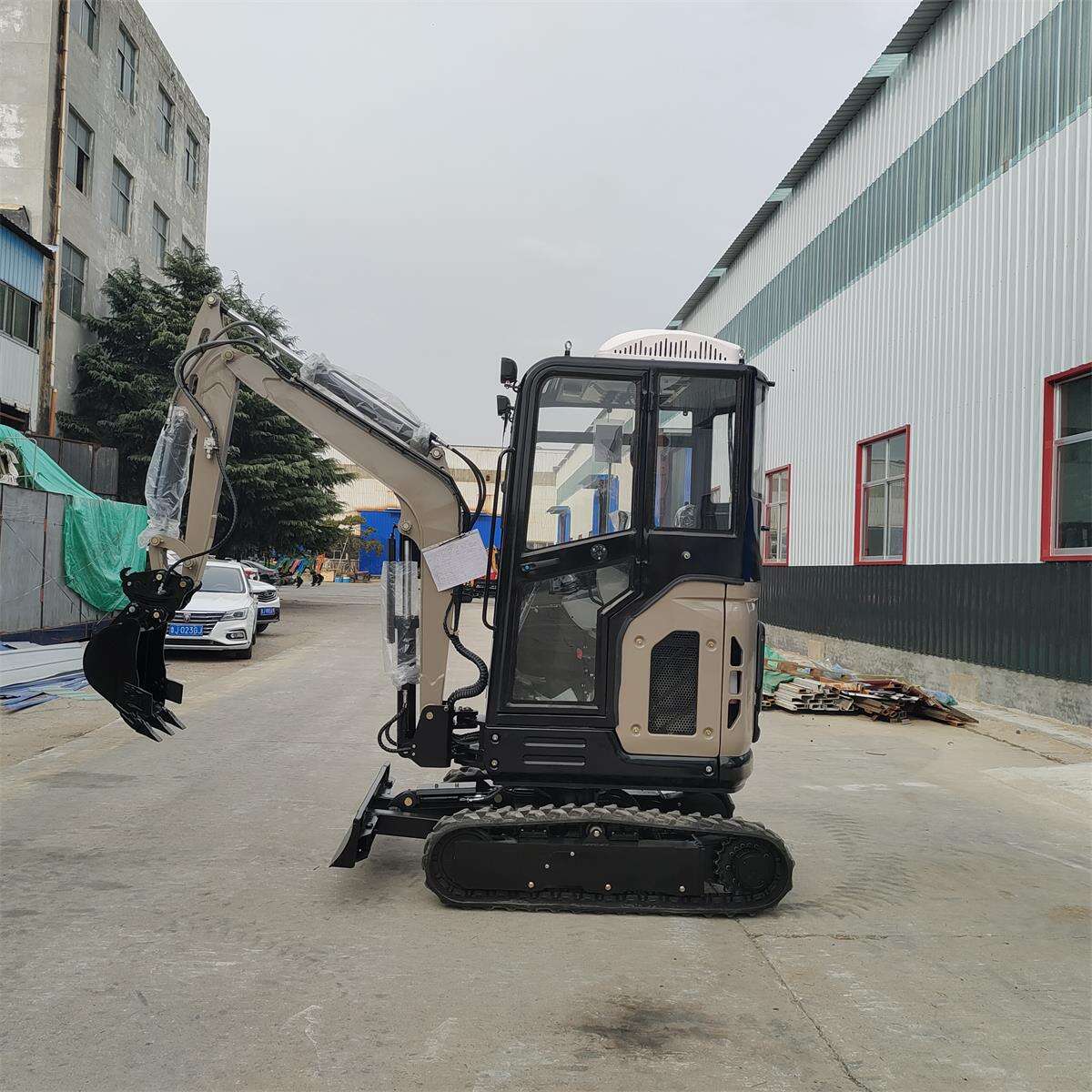 A mini excavator ordered by a French customer