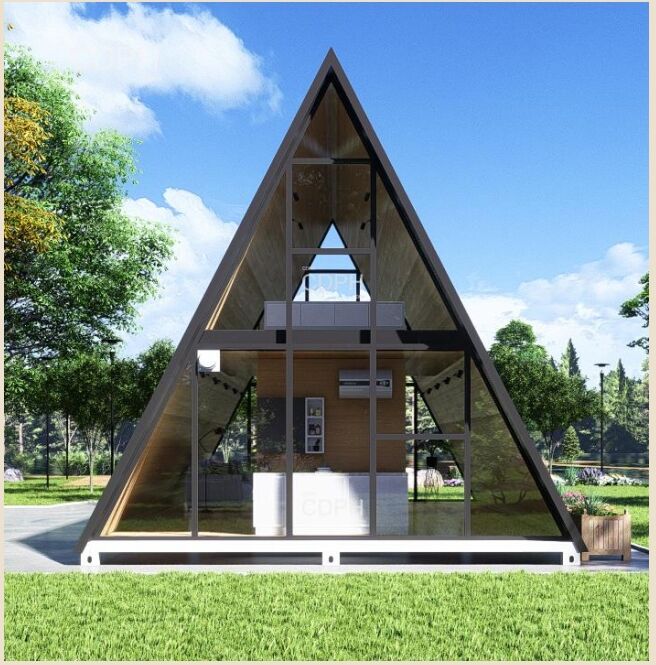 Triangular A-Frame Prefab Home | Panoramic Glass Gable Design | Spacious 2-Bedroom Family Living