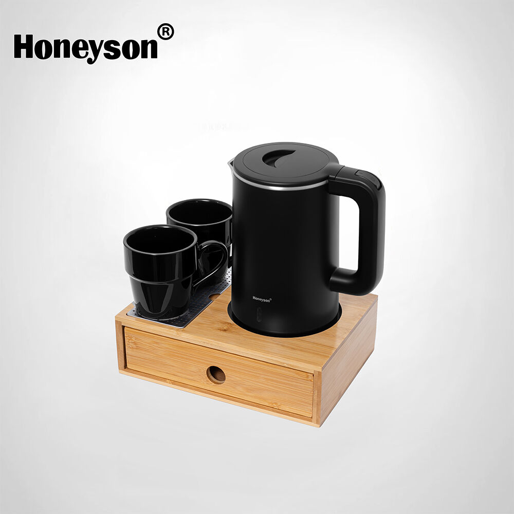 Hotel Guestroom Kettle Set with Bamboo Tray, 0.8L capacity, 304S/S kettle, M2-H1268