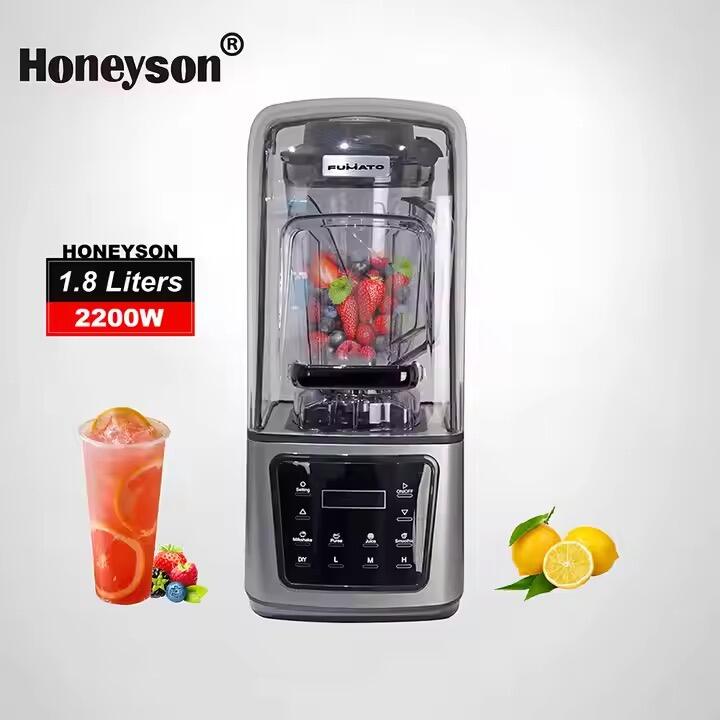 Nagy sebességű ipari nehézüzemű turmixgép hangszigetelő burkolattal, hangtompító smoothie készítő, érintőképernyős digitális kijelző, programozható HS-8002R