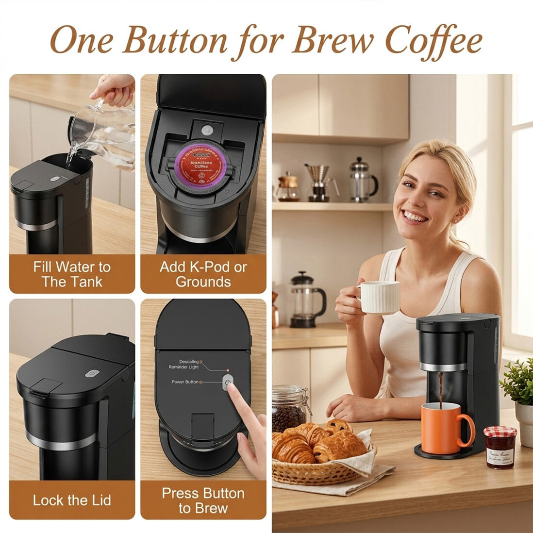 kc201 3 in 1 single serve coffee maker for k cup pods ground coffee  tea-8