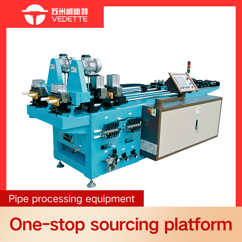 A straight pipe four pipe chip free cutting machine for the air conditioning industry