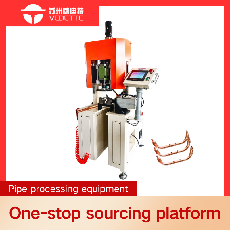 Copper tube double axis punching and flanging machine for the air conditioning industry