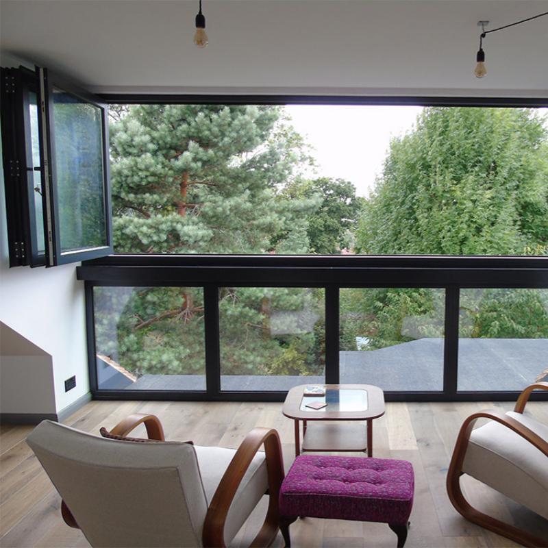Aluminum Glass Vertical Fold Kitchen windows