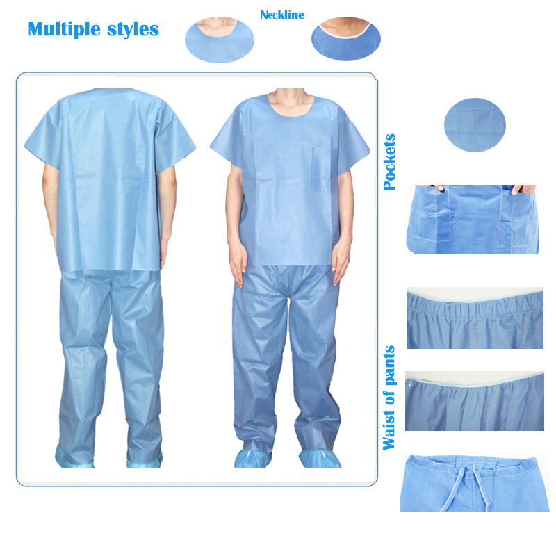 Uniform Medical Disposable Surgical Scrub Suit Nonwoven Medical Uniform Doctor Patient Clothes Scrub Suits Hospital Short Sleeve Shirts