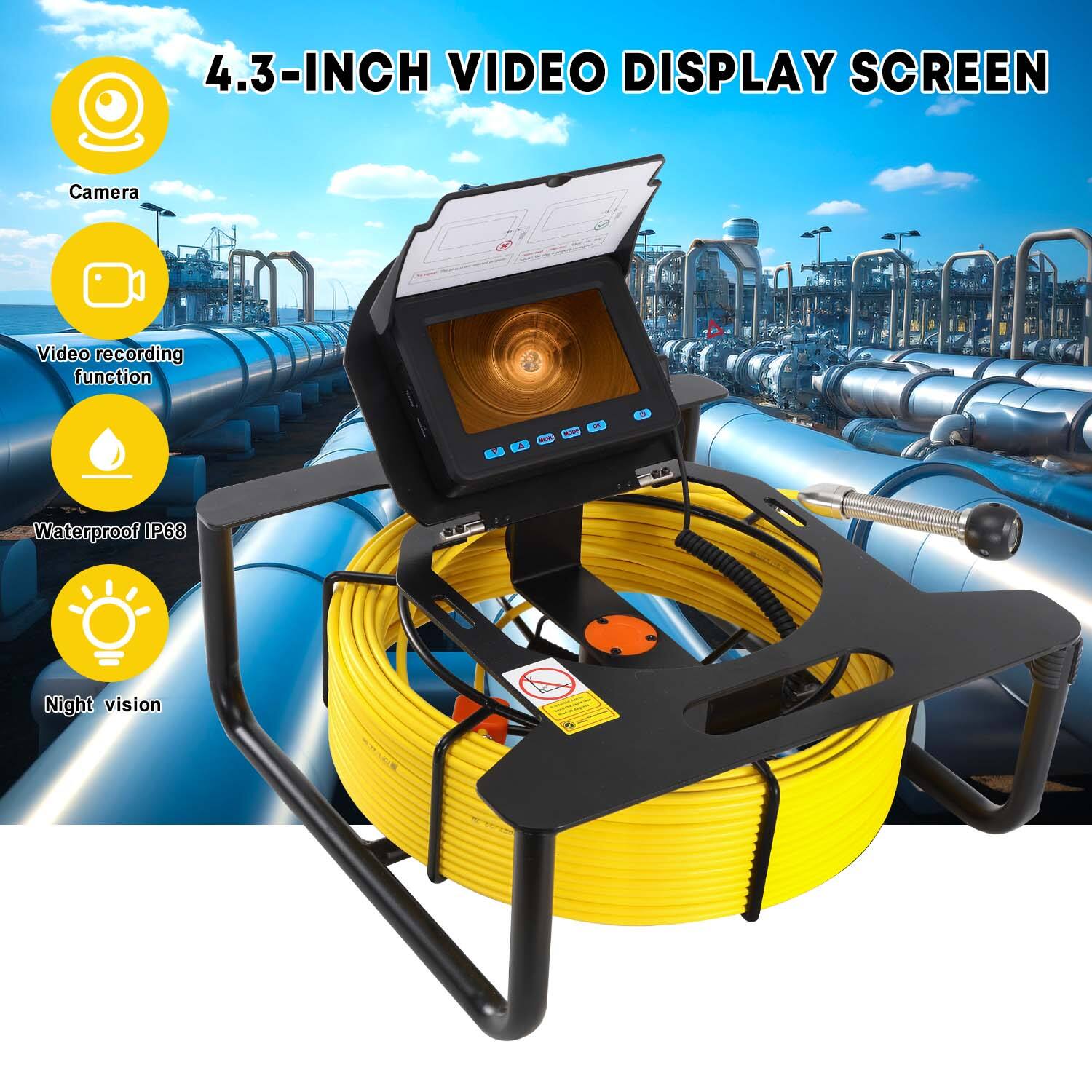  Pipe Camera 5Inch HD 1080P Screen with 16GB SD Video Recording