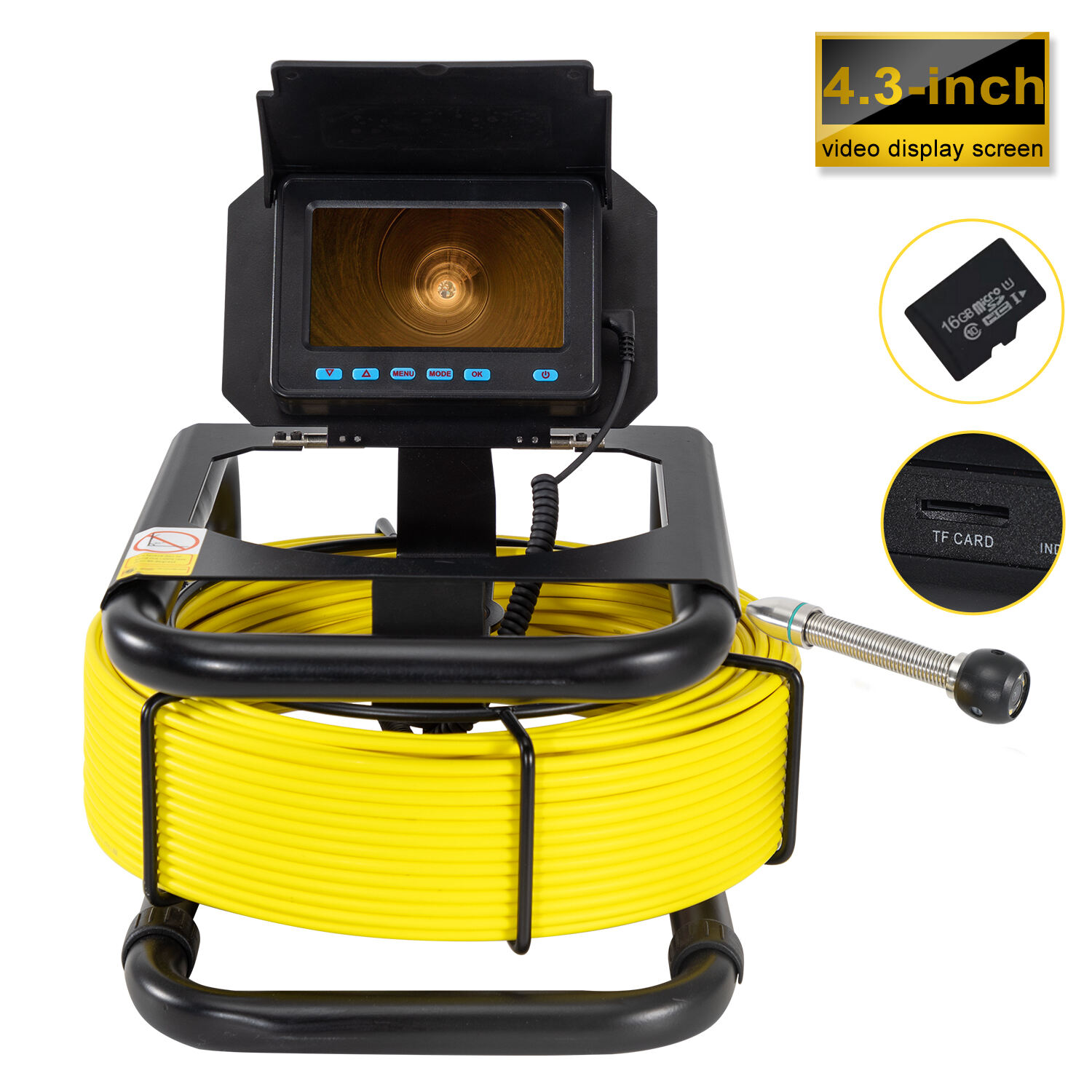 5inch HD 1080P Screen Sewer Camera with 16GB SD Card Video Recording for Drain Inspection