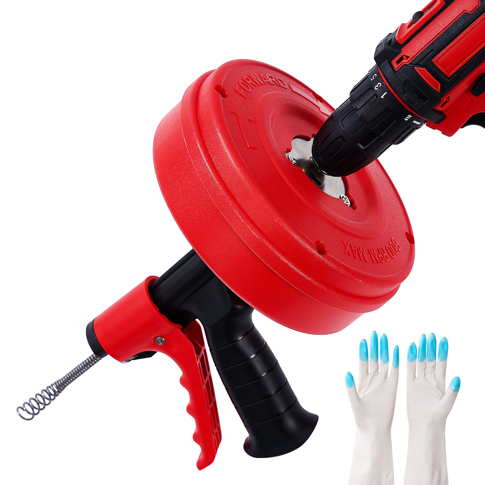 Pipe cleaning machines Heavy Duty Dual Mode (Manual/Automatic) Plumbing Auger, Clog Remover for sink and drain unblocking, Bathtub, Shower Drains - drain auger for real DYIs