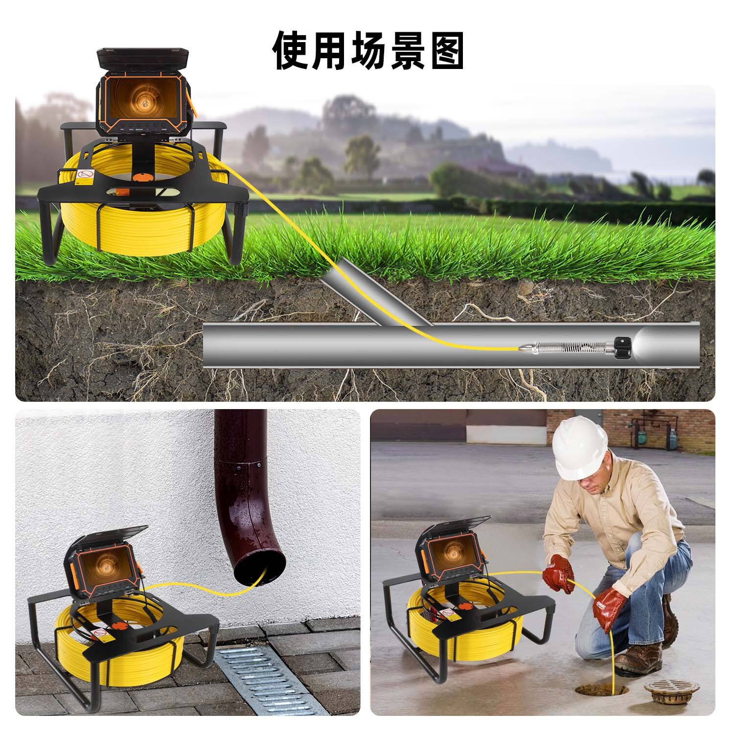 Sewer Camera 5inch HD Screen&16GB SD Card Video Recording for Pipeline Inspection Checking