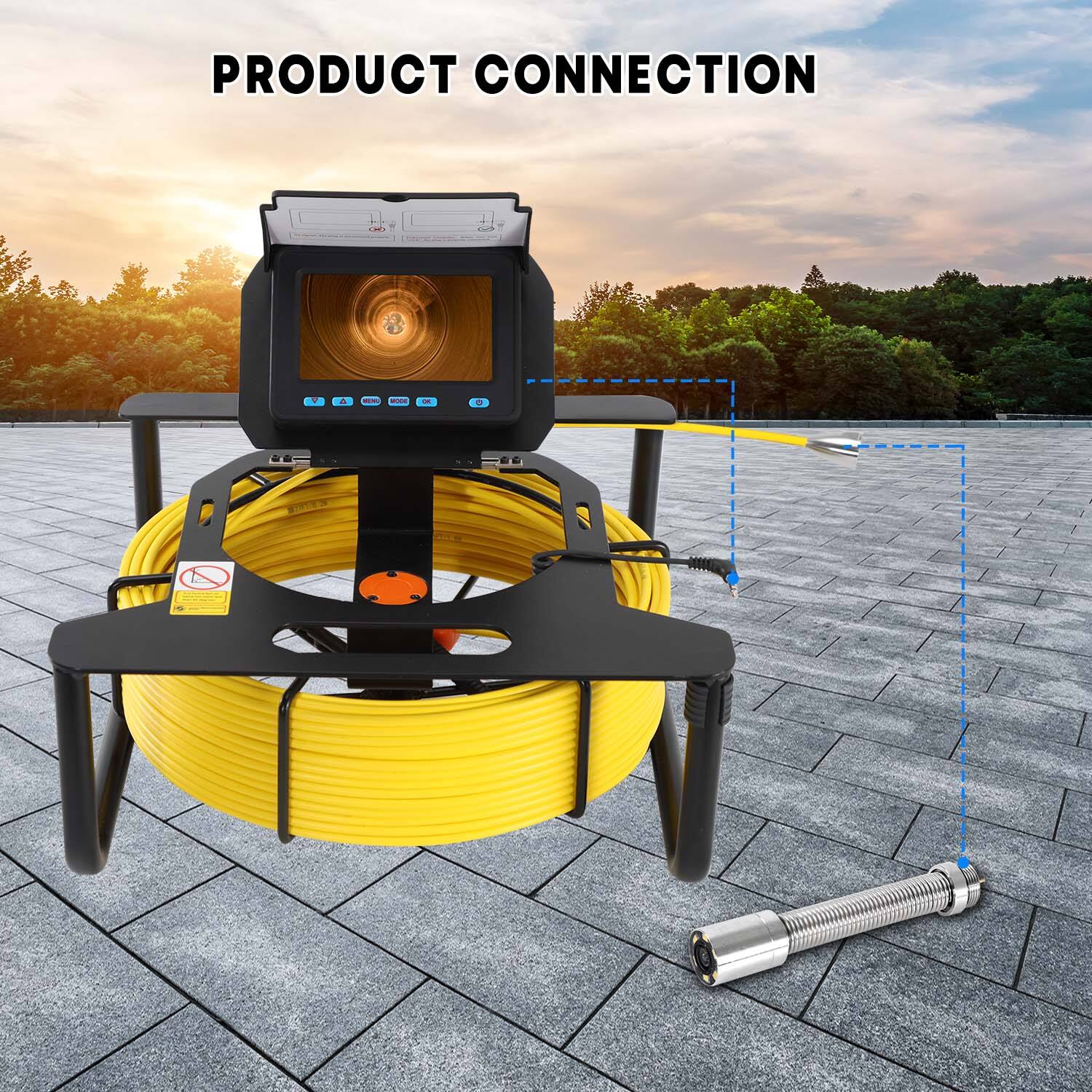  Pipe Camera 5Inch HD 1080P Screen with 16GB SD Video Recording