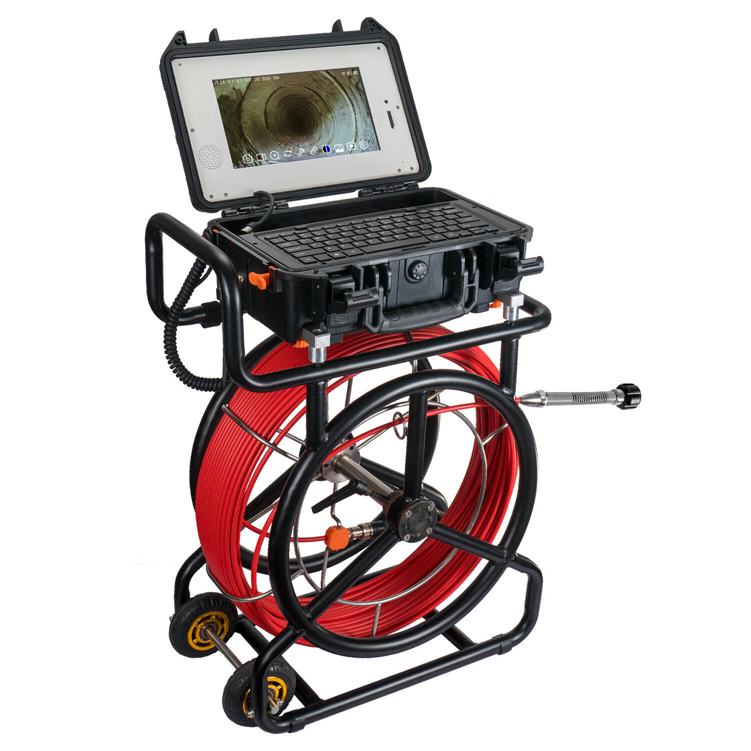 10.1inch HD1080P Screen Sewer Camera with 512Hz Sonde+Self-leveling Pipeline Plumpling Inspection WIFI &16GB DVR Video and Audio Recording  