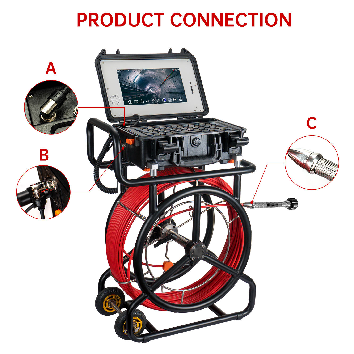 10.1inch HD1080P Screen Sewer Camera with 512Hz Sonde+Self-leveling Pipeline Plumpling Inspection WIFI &16GB DVR Video and Audio Recording  