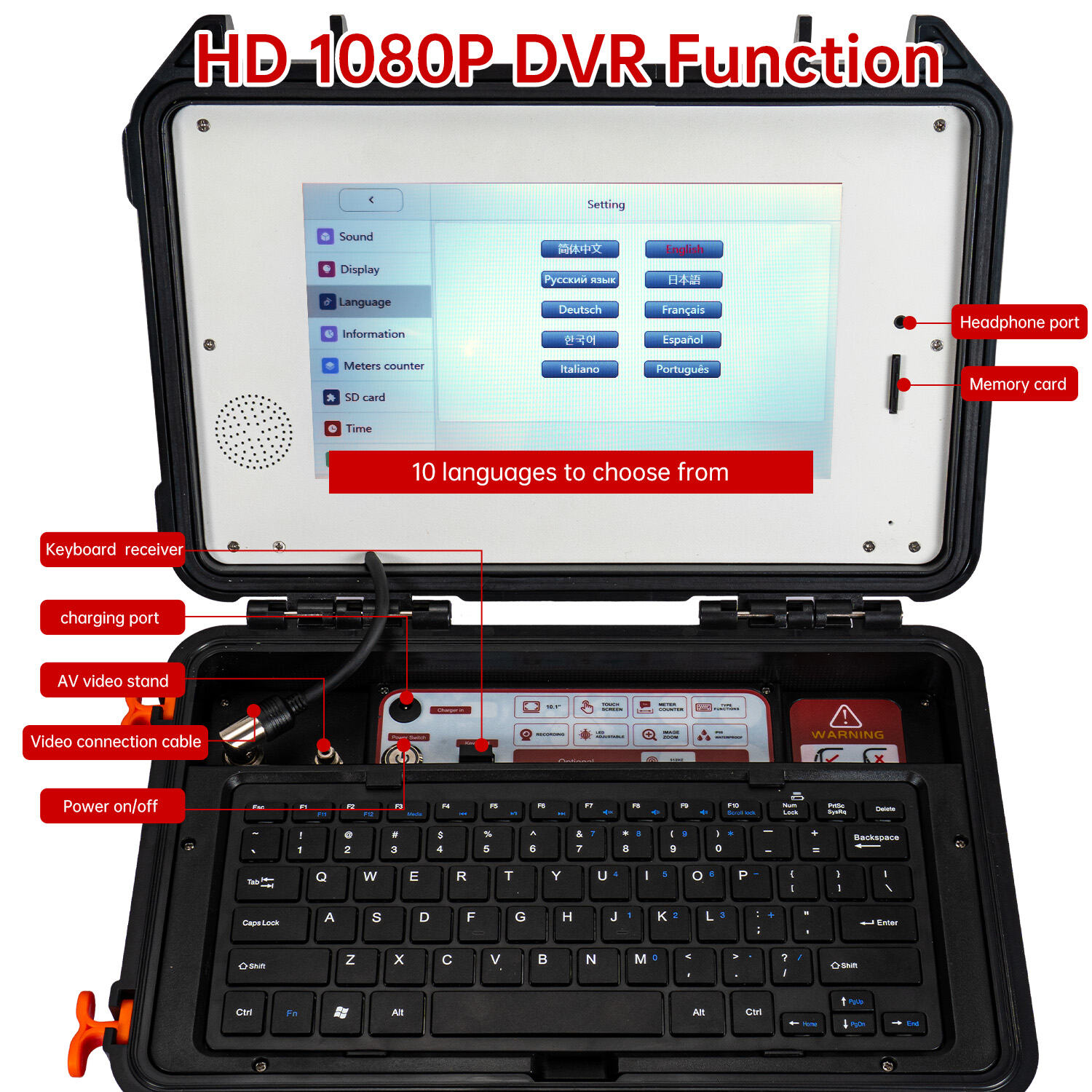 10.1inch HD1080P Screen Sewer Camera with 512Hz Sonde+Self-leveling Pipeline Plumpling Inspection WIFI &16GB DVR Video and Audio Recording  