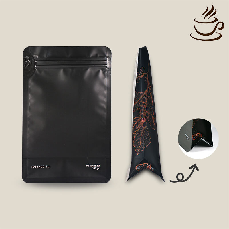 Custom Printing Biodegradable Matt Plastic Flat Bottom Reusable Coffee Bags With Valve And Zipper