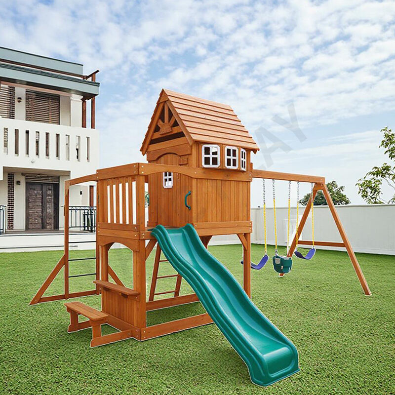 outdoor wooden swing set