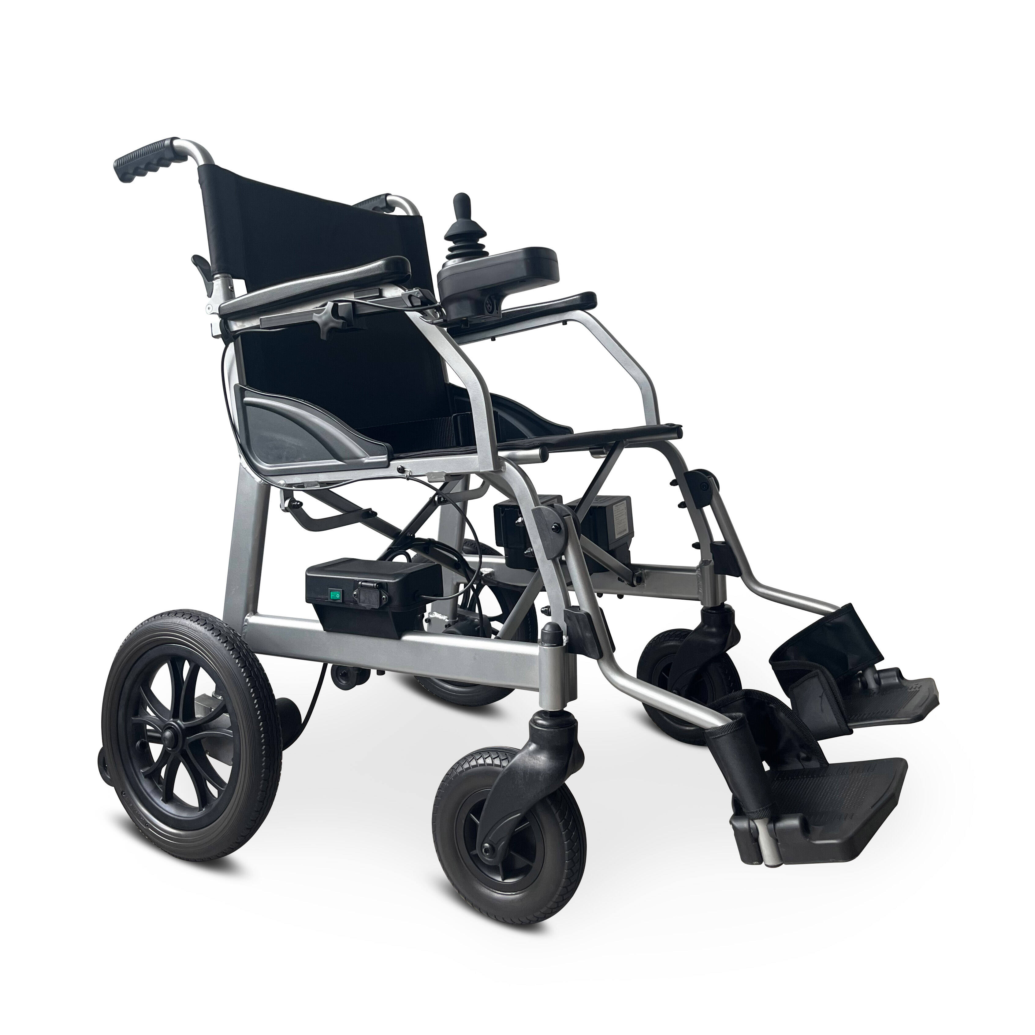 KSM-505 Light weight folding electric wheelchair portable aluminum power chairs dual controller wheelchair 12.5kgs