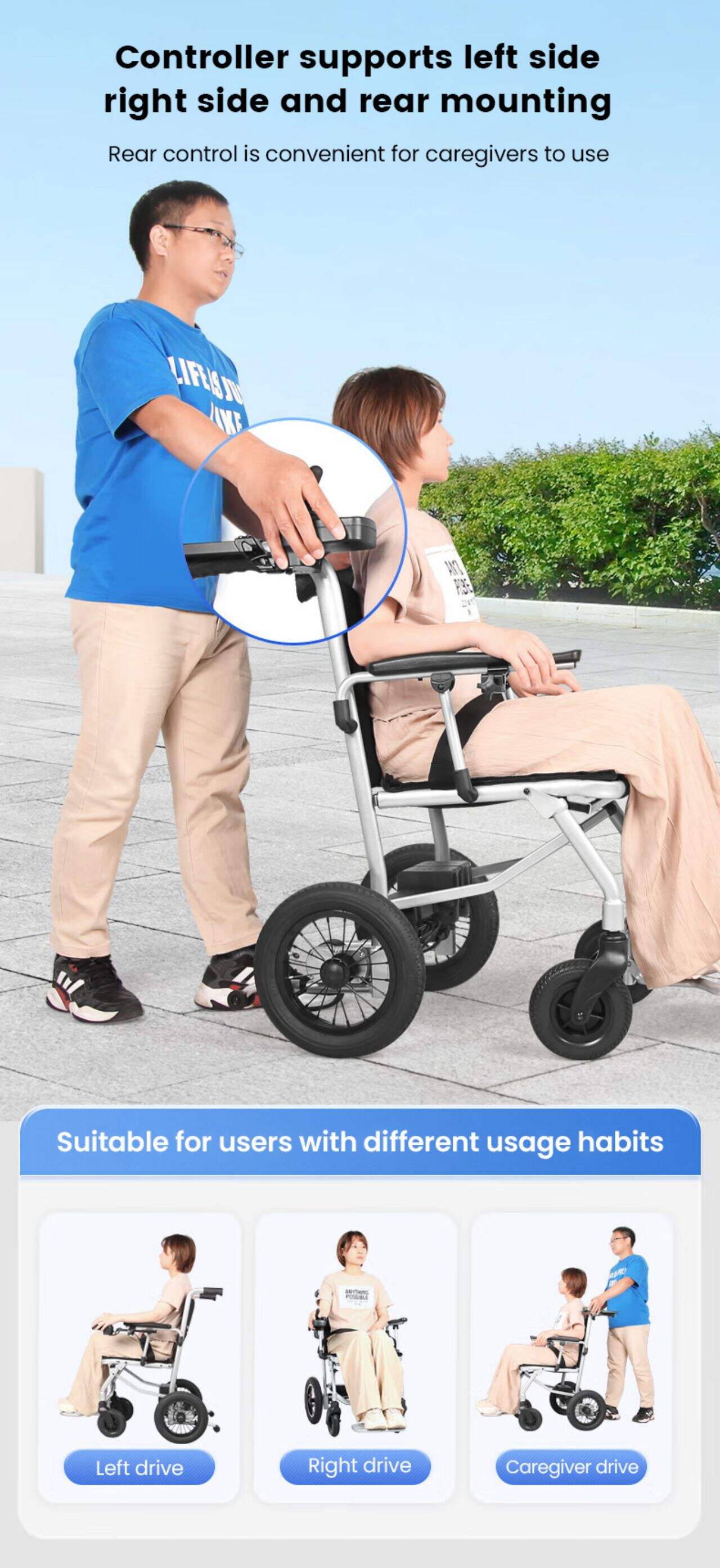 KSM-605 13.5 kgs Lithium battery Electric Aluminum Lightweight Foldable Wheelchair For The Disabled portable electric wheelchair Walker details