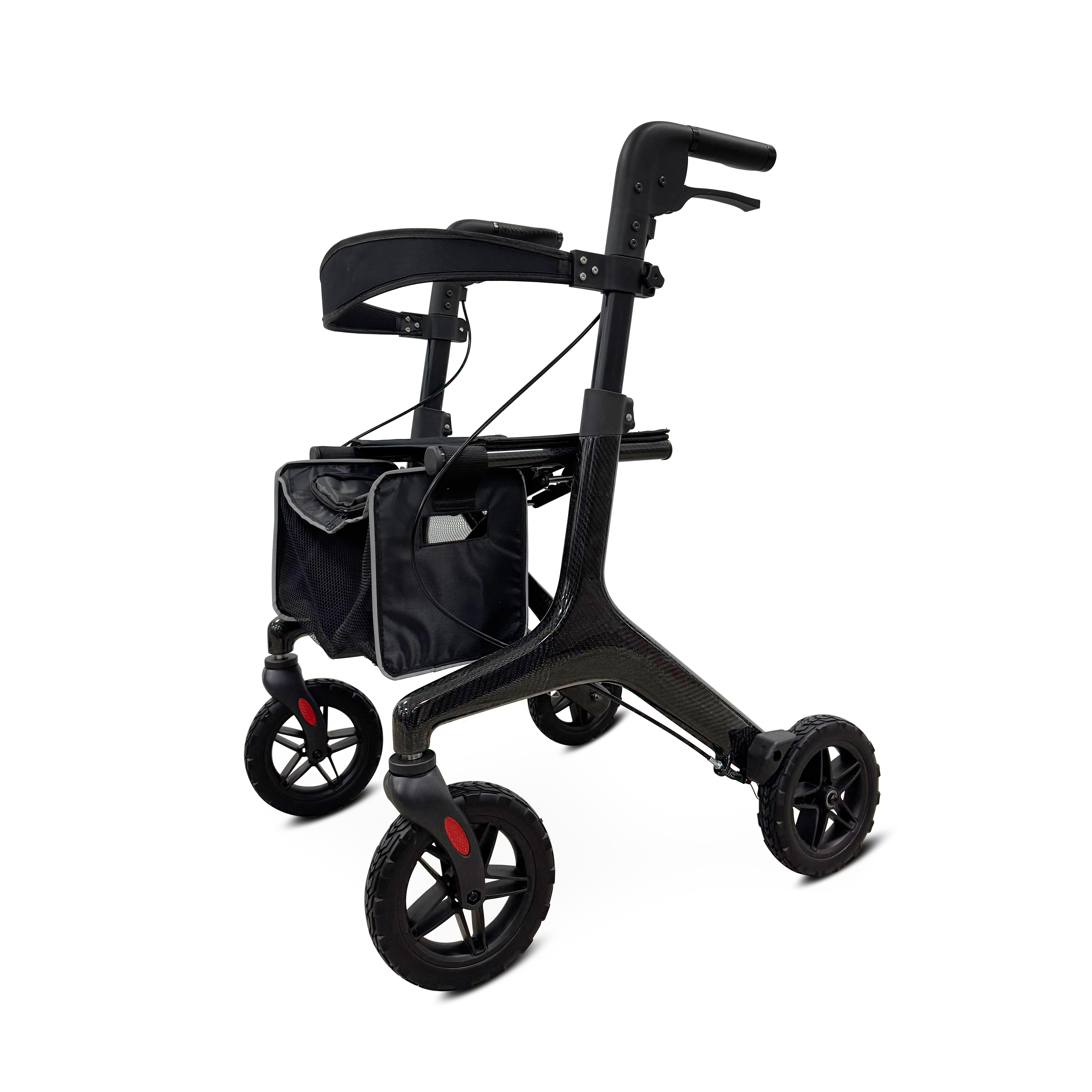 KSM-802 New Ultralight Carbon Fiber Rolling Rollator Walker Carbon Fiber Material Portable Elderly Rollator Walker