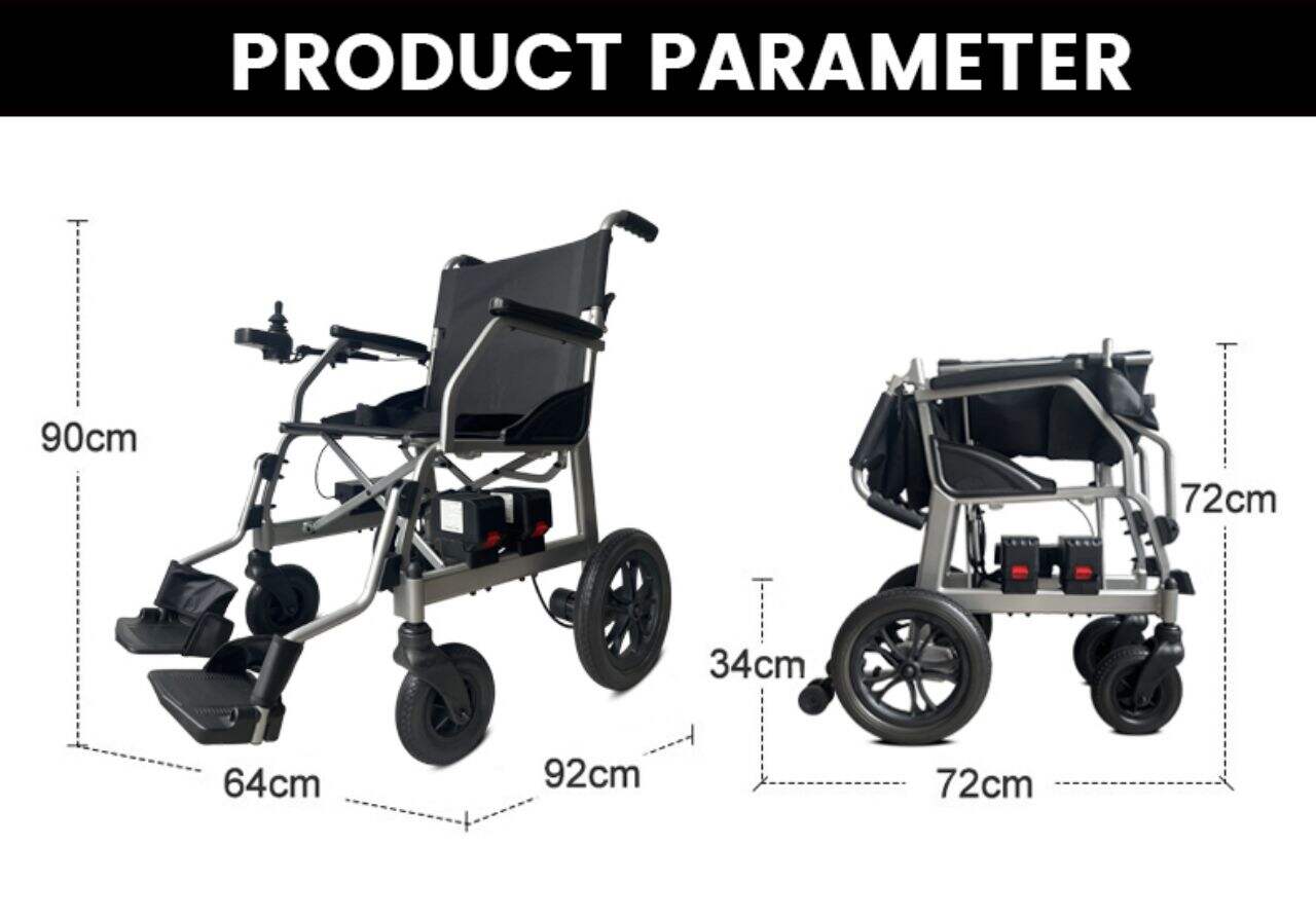 KSM-505 Light weight folding electric wheelchair portable aluminum power chairs dual controller wheelchair 12.5kgs details