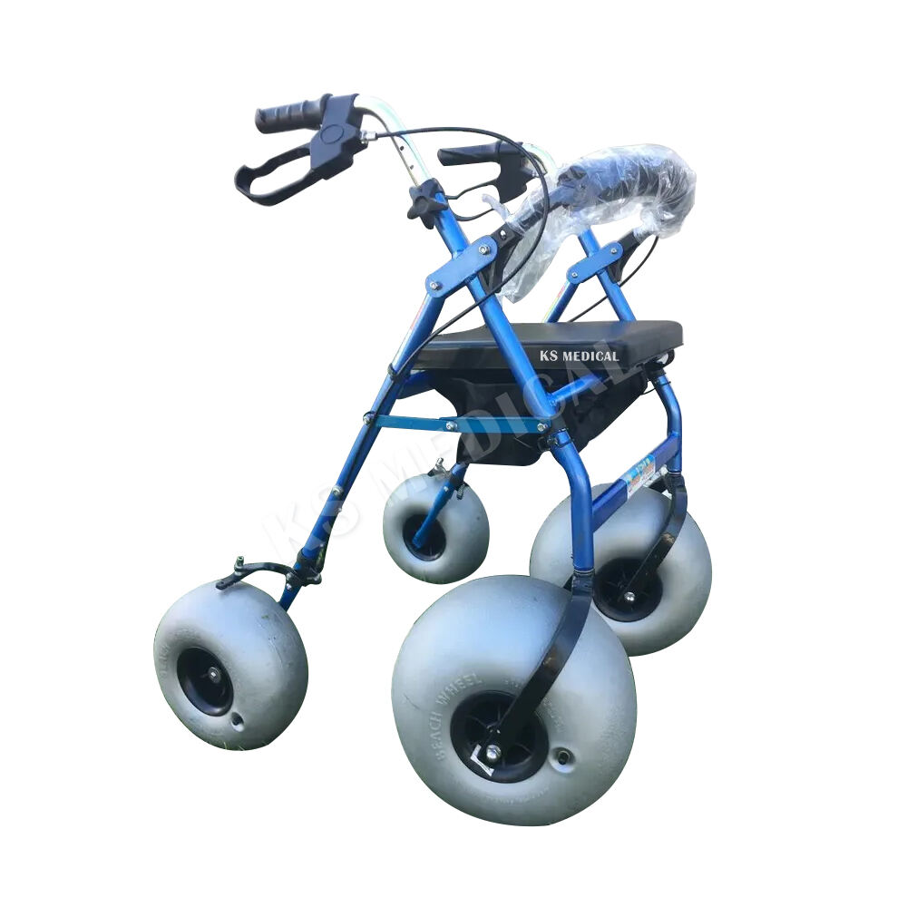 KSM-SW3 Aluminium wózek plażowy typu rollator dla terenów trudno dostępnych, wózek mobilnościowy dla seniorów, niestandardowy OEM ODM z oponami odpornymi na piasek