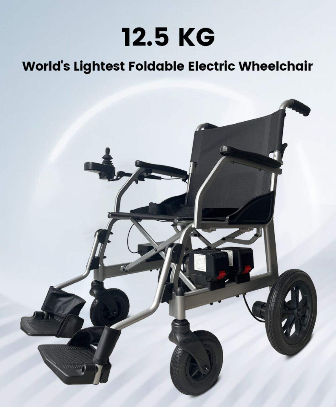 KSM-505 Light weight folding electric wheelchair portable aluminum power chairs dual controller wheelchair 12.5kgs supplier