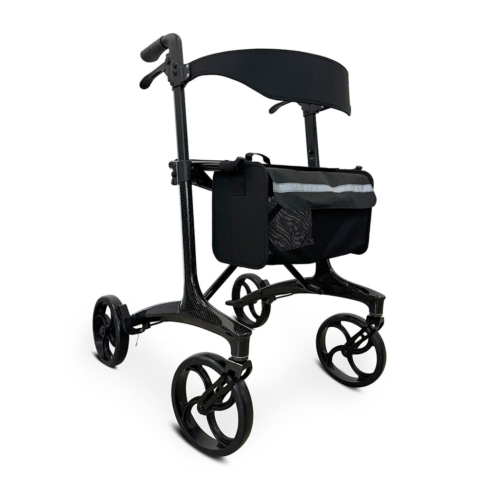 KSM-806 Foldable Carbon Fiber Ultralight Rollator Walker Lightweight  Folding Rolling Walker Rollator with Seat and Organizer Bag