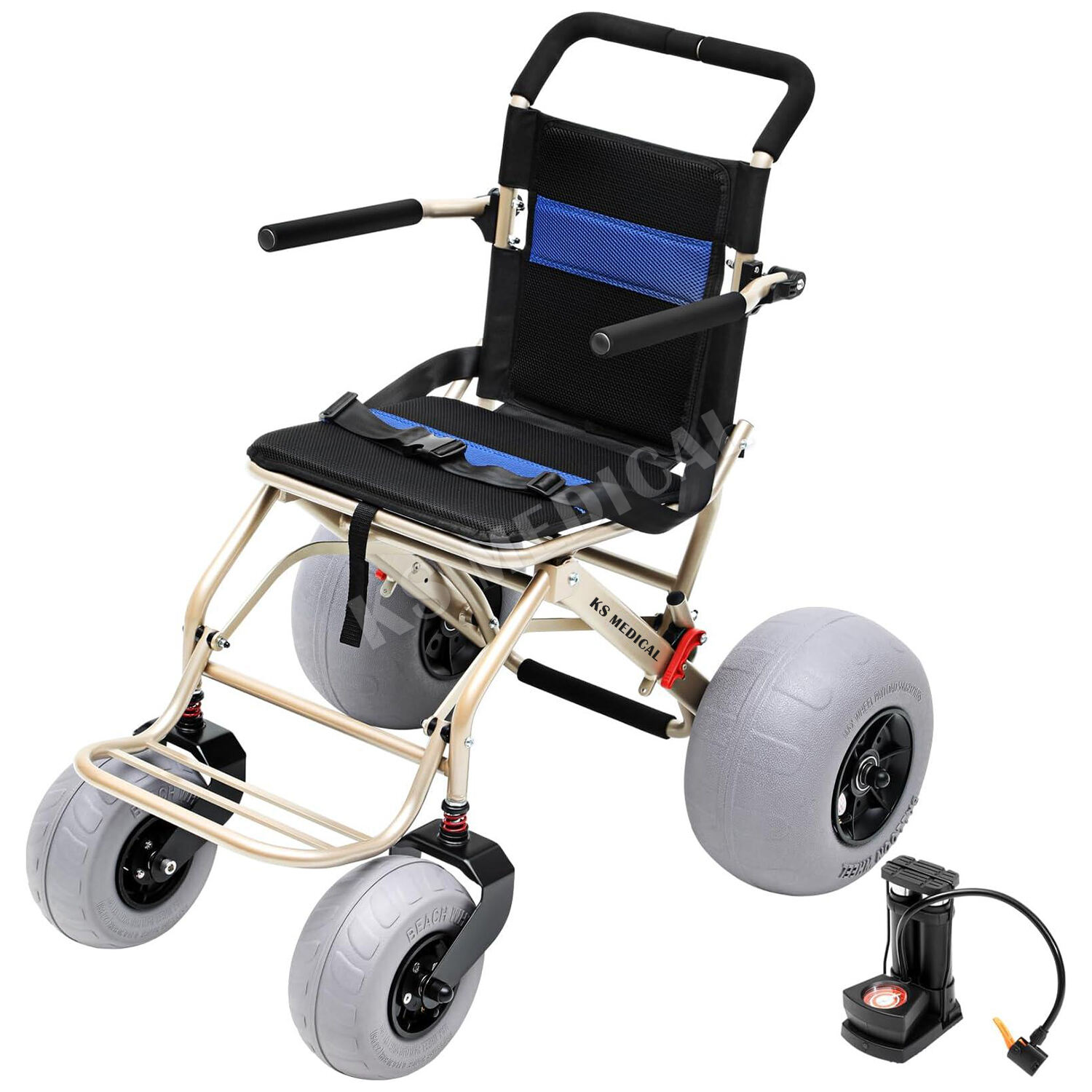 Regulowany odporny na korozję wózek plażowy z hamulcami ręcznymi dla seniorów w przystępnej cenie Bwach Wheel Chairs
