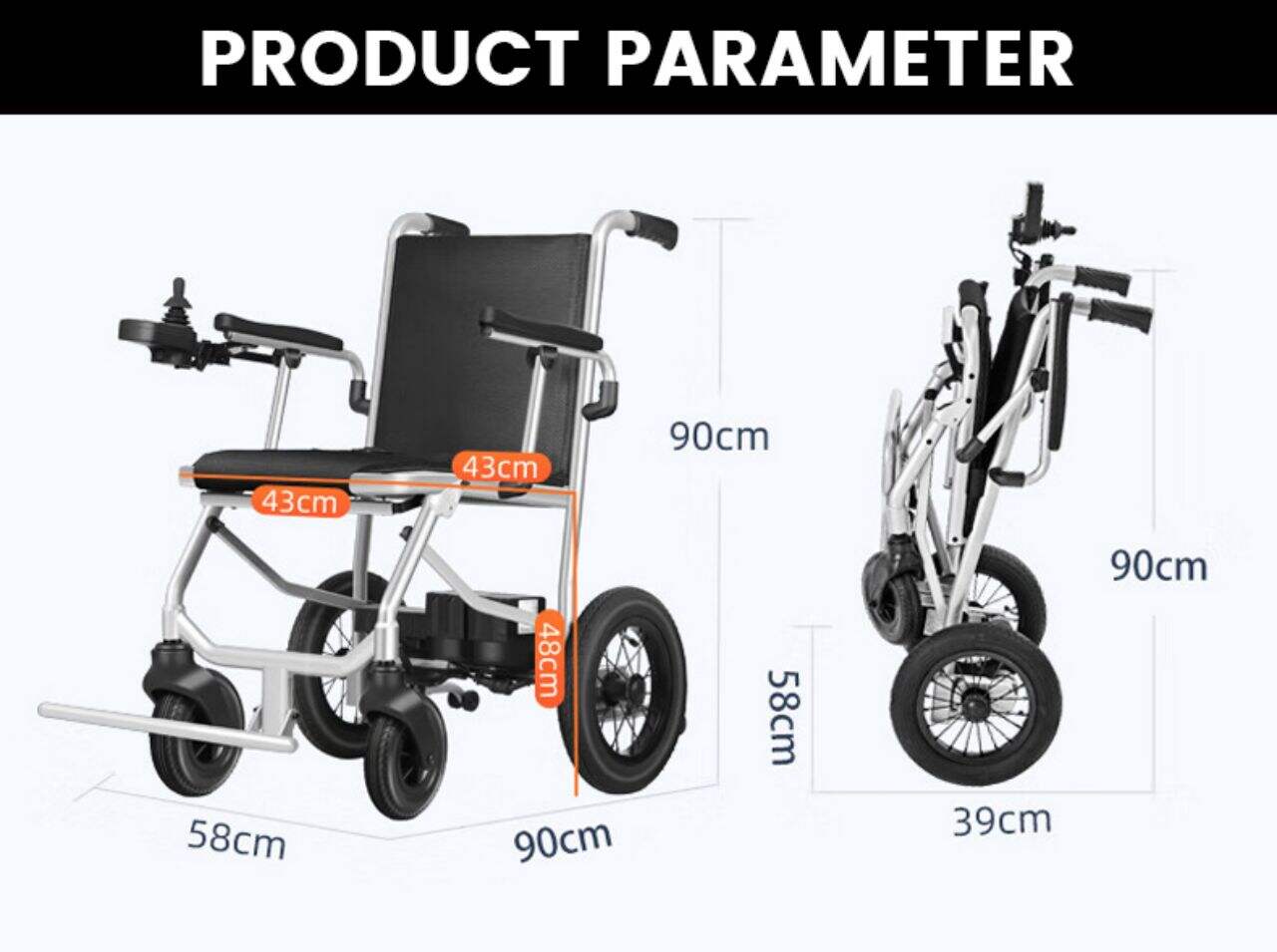 KSM-605 13.5 kgs Lithium battery Electric Aluminum Lightweight Foldable Wheelchair For The Disabled portable electric wheelchair Walker manufacture