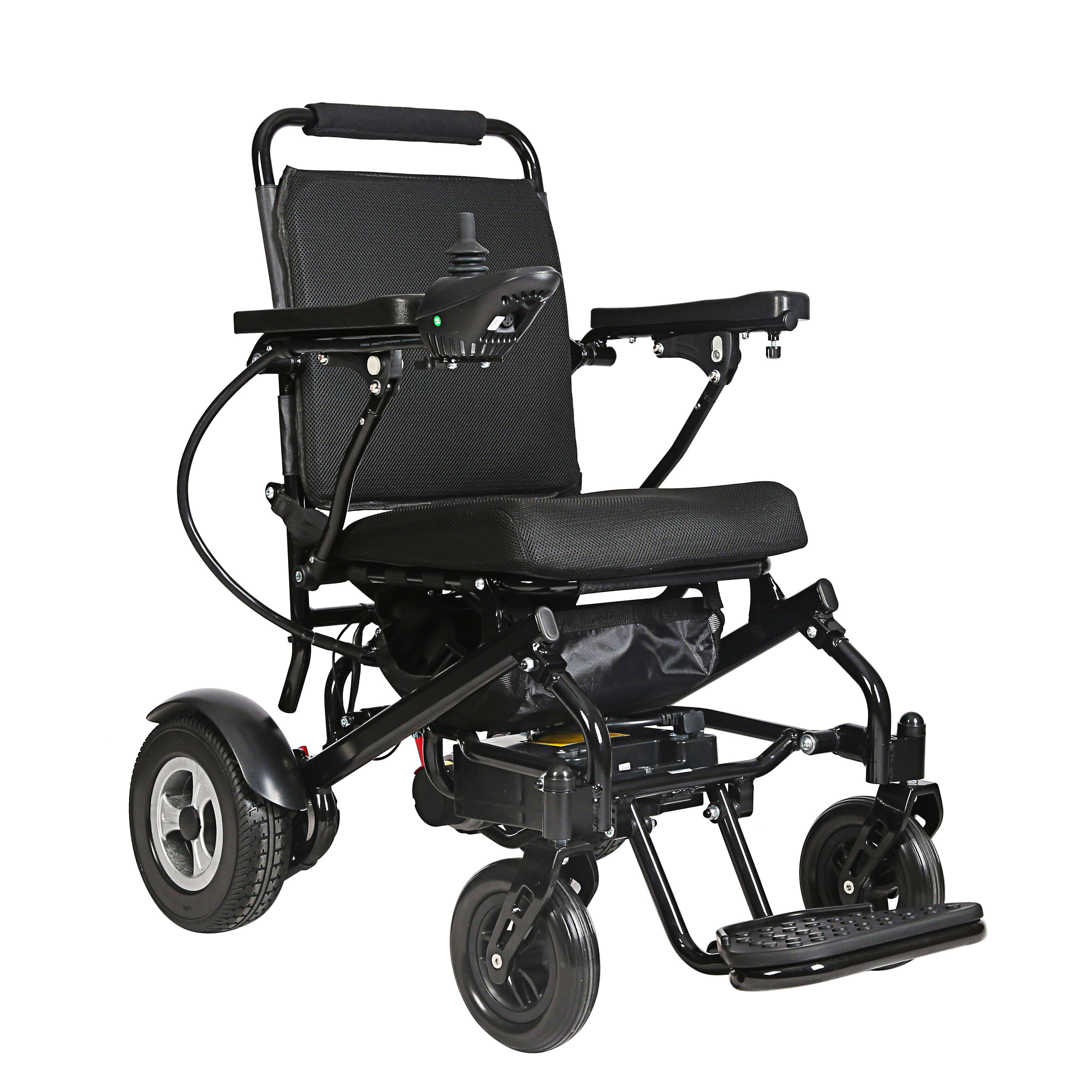 KSM-602 Sillas de ruedas eléctricas plegables de aluminio ligero para adultos, silla de ruedas eléctrica portátil con control remoto