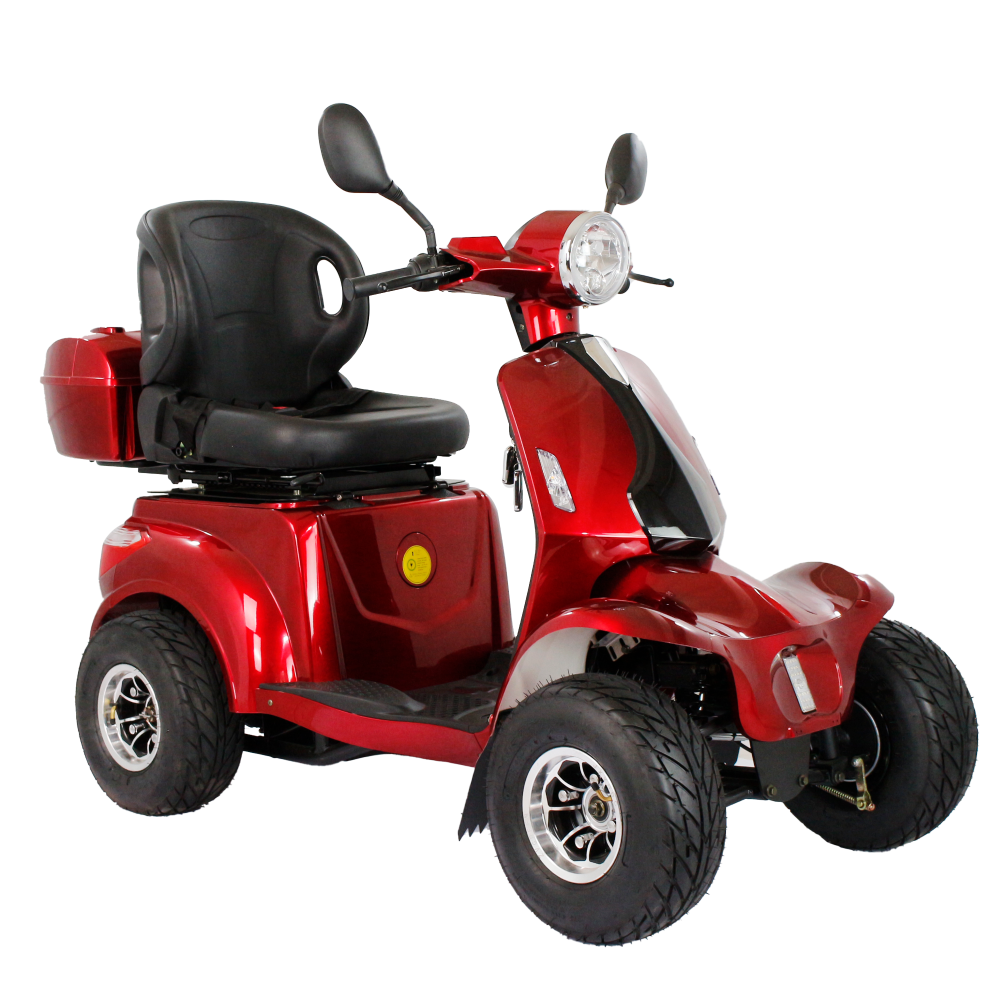 KSM-910C Alle Terræn Motoriseret Scooter Dobbelt Sæde Tungt Bygget 4 Hjul El-scooter For Gamle Folk Og Ældre