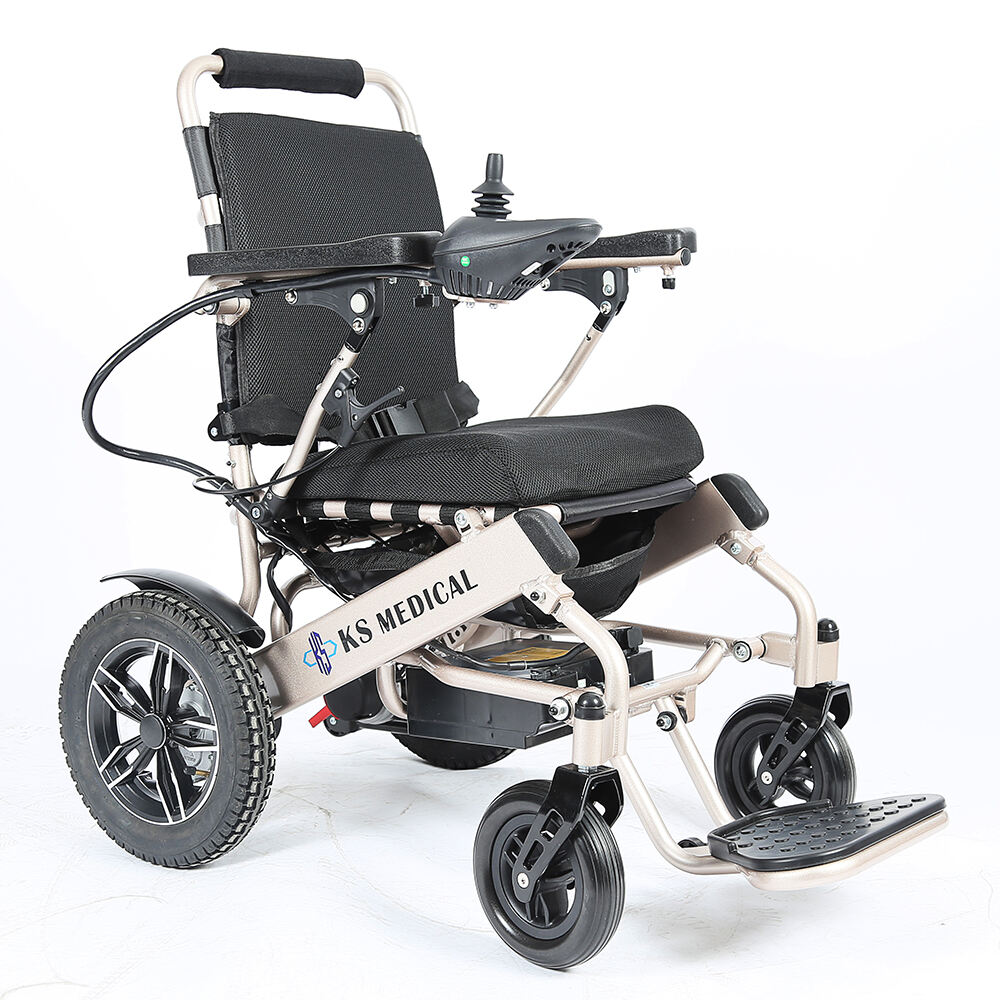 Silla de ruedas eléctrica portátil KSM-601MR para viajar con control remoto y función de reclinación manual del respaldo para personas discapacitadas y adultos